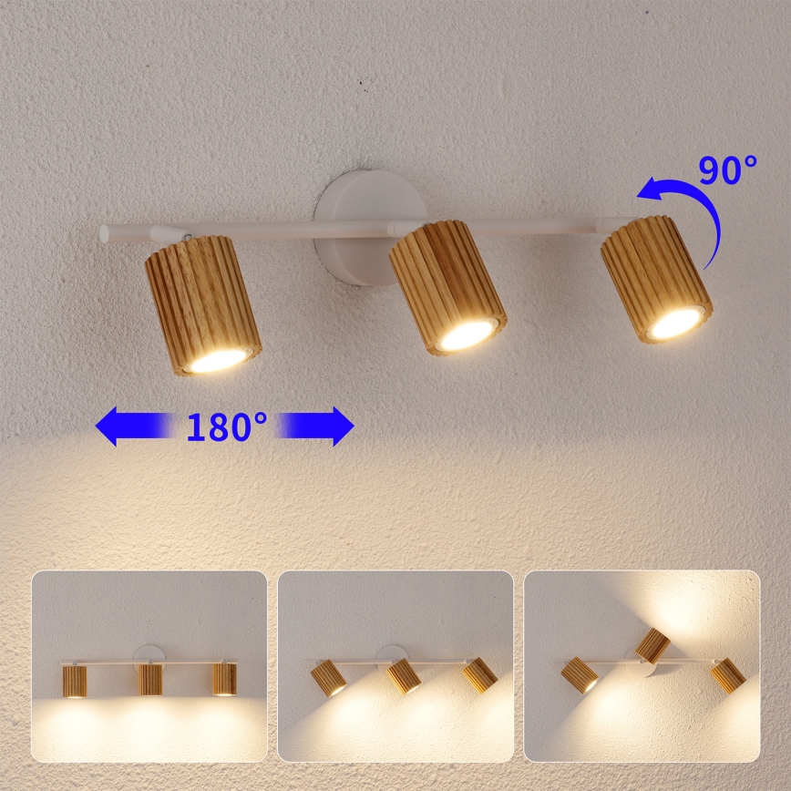 Brilagi - Φωτιστικό σποτ MODERN WOOD 3xGU10/8W/230V ξύλο/λευκό