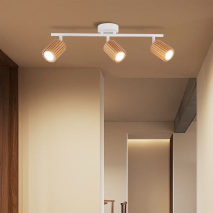 Brilagi - Φωτιστικό σποτ MODERN WOOD 3xGU10/8W/230V ξύλο/λευκό