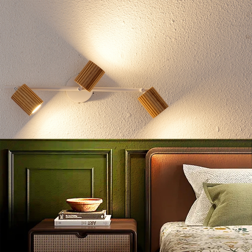 Brilagi - Φωτιστικό σποτ MODERN WOOD 3xGU10/8W/230V ξύλο/λευκό