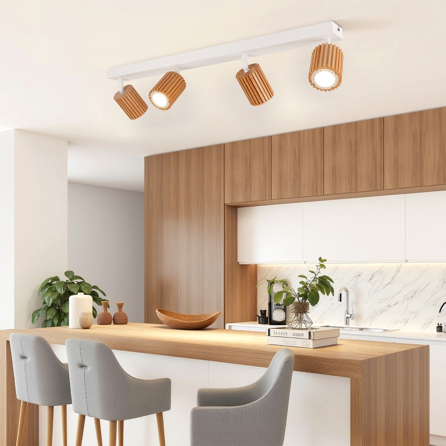 Brilagi - Φωτιστικό σποτ MODERN WOOD 4xGU10/8W/230V ξύλο/λευκό