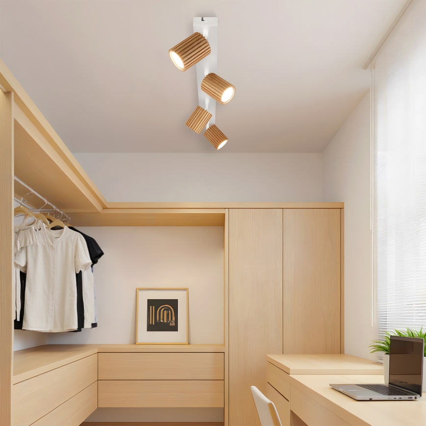 Brilagi - Φωτιστικό σποτ MODERN WOOD 4xGU10/8W/230V ξύλο/λευκό