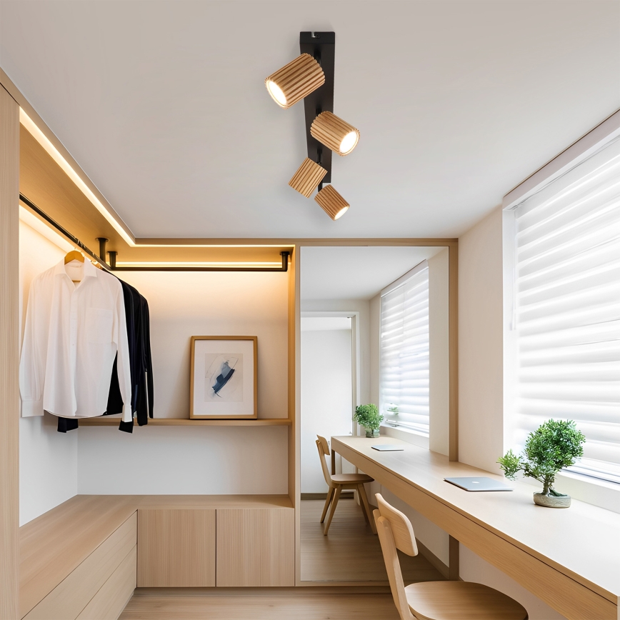 Brilagi - Φωτιστικό σποτ MODERN WOOD 4xGU10/8W/230V ξύλο καουτσούκ/μαύρο