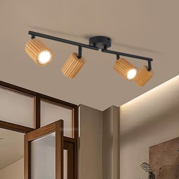 Brilagi - Φωτιστικό σποτ MODERN WOOD 4xGU10/8W/230V ξύλο/μαύρο
