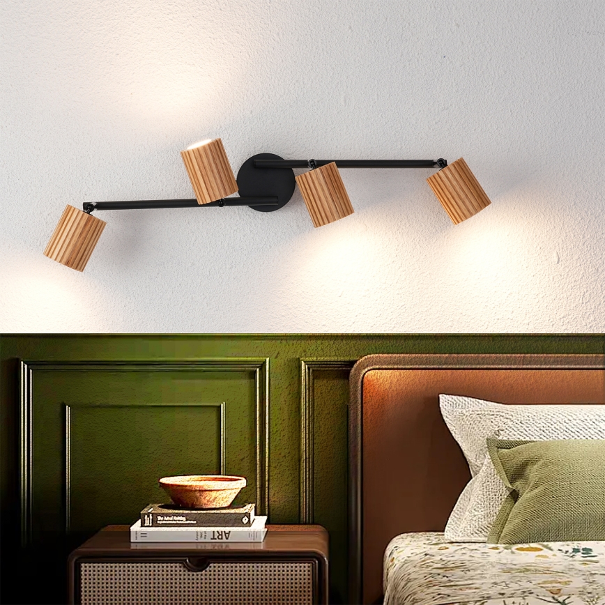 Brilagi - Φωτιστικό σποτ MODERN WOOD 4xGU10/8W/230V ξύλο/μαύρο