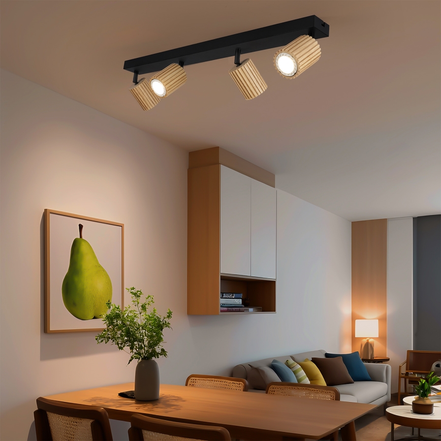Brilagi - Φωτιστικό σποτ MODERN WOOD 4xGU10/8W/230V ξύλο/μαύρο