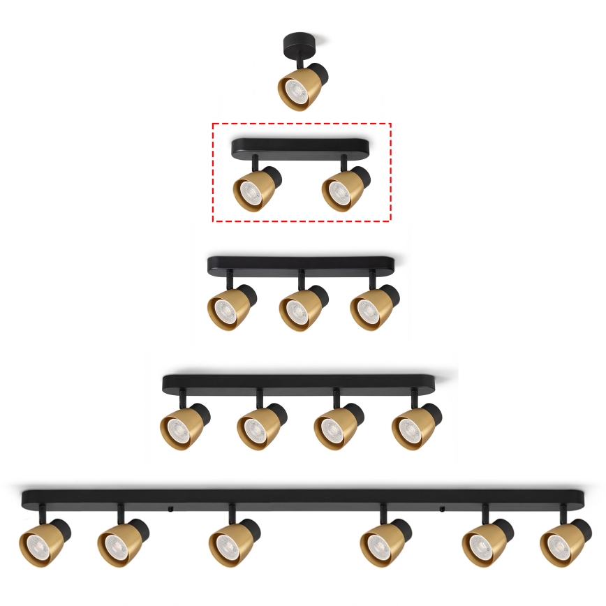 Brilagi - Φωτιστικό σποτ NUGGET 2xGU10/30W/230V μαύρο/χρυσό