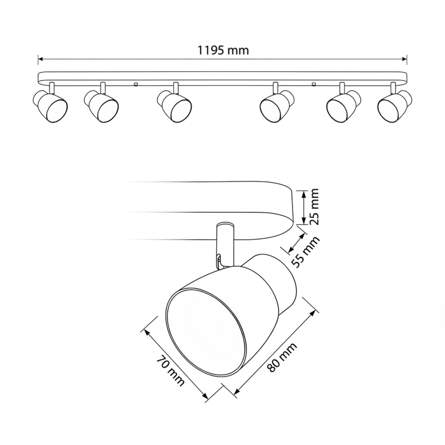 Brilagi - Φωτιστικό σποτ NUGGET 6xGU10/30W/230V μαύρο/χρυσό