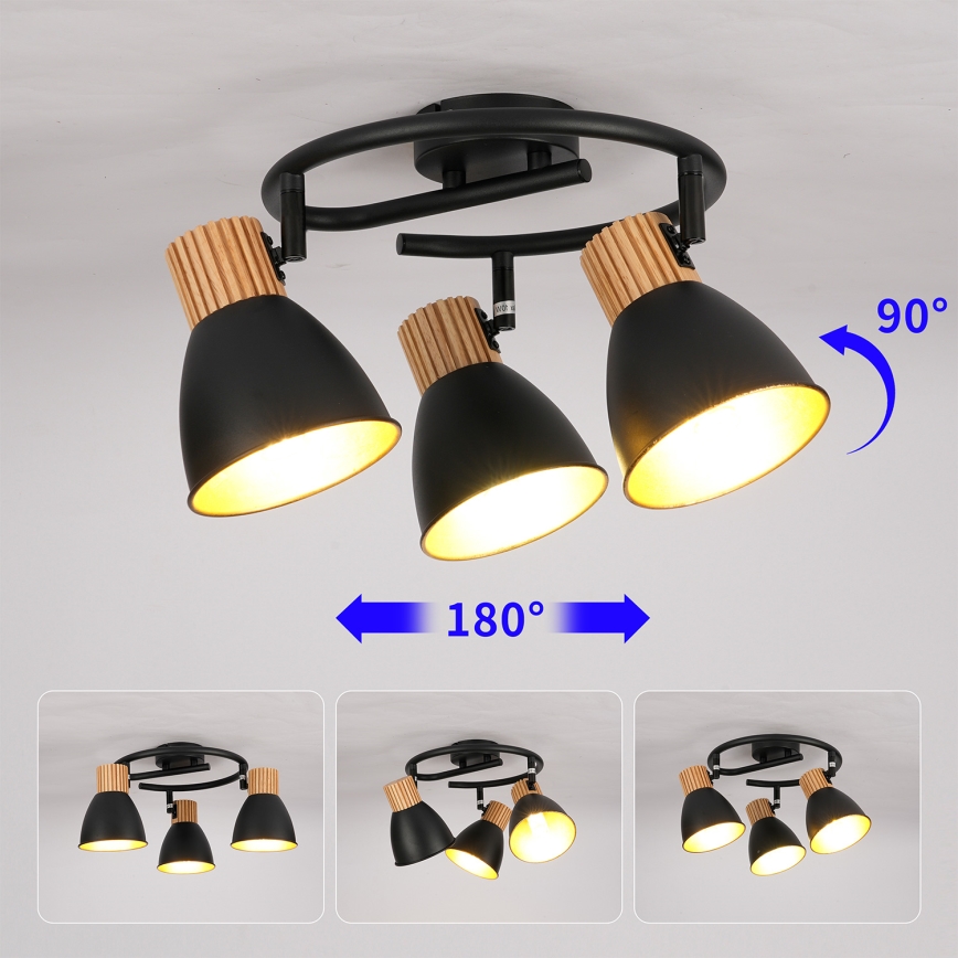 Brilagi - Φωτιστικό σποτ ODENSE 3xE14/10W/230V ξύλο/μαύρο