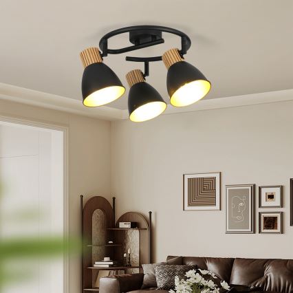 Brilagi - Φωτιστικό σποτ ODENSE 3xE14/10W/230V ξύλο/μαύρο