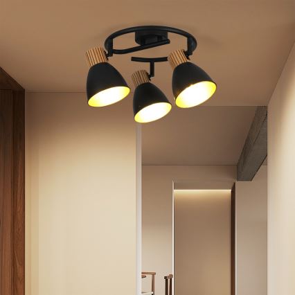 Brilagi - Φωτιστικό σποτ ODENSE 3xE14/10W/230V ξύλο/μαύρο