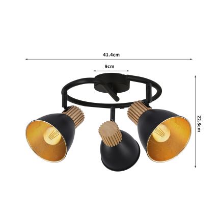 Brilagi - Φωτιστικό σποτ ODENSE 3xE14/10W/230V ξύλο/μαύρο