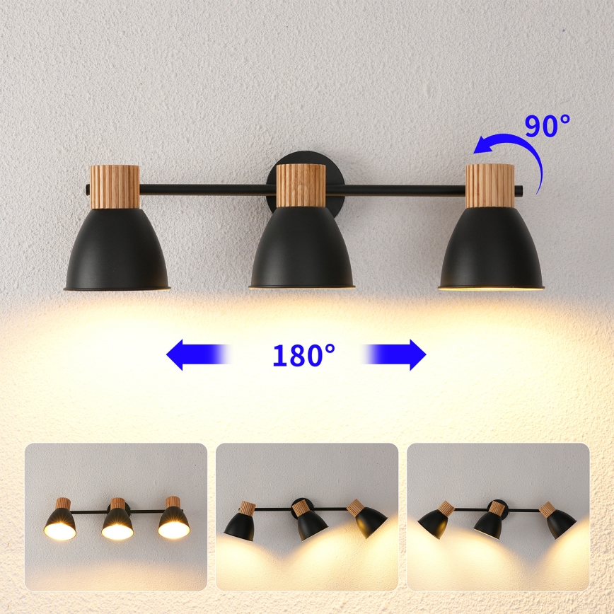 Brilagi - Φωτιστικό σποτ ODENSE 3xE14/10W/230V ξύλο/μαύρο