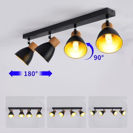 Brilagi - Φωτιστικό σποτ ODENSE 4xE14/10W/230V ξύλο/μαύρο