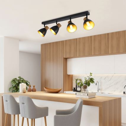 Brilagi - Φωτιστικό σποτ ODENSE 4xE14/10W/230V ξύλο/μαύρο