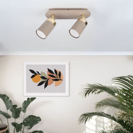 Brilagi - Φωτιστικό σποτ POKER 2xGU10/25W/230V μπεζ/χρυσό