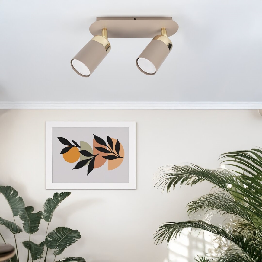 Brilagi - Φωτιστικό σποτ POKER 2xGU10/25W/230V μπεζ/χρυσό