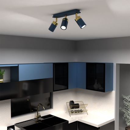 Brilagi - Φωτιστικό σποτ POKER 3xGU10/25W/230V μπλε/χρυσό