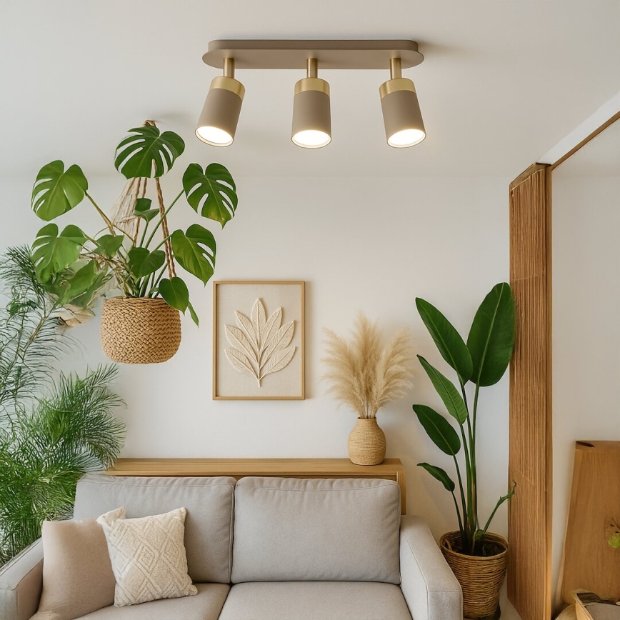 Brilagi - Φωτιστικό σποτ POKER 3xGU10/25W/230V μπεζ/χρυσό