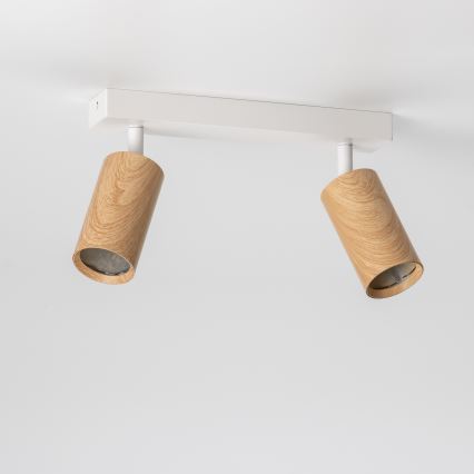 Brilagi - Φωτιστικό σποτ SELE 2xGU10/30W/230V λευκό/δρύινο ντεκόρ