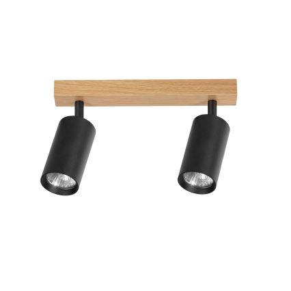 Brilagi - Φωτιστικό σποτ SELE 2xGU10/30W/230V μαύρο/φινίρισμα δρυός