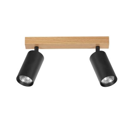 Brilagi - Φωτιστικό σποτ SELE 2xGU10/30W/230V μαύρο/φινίρισμα δρυός