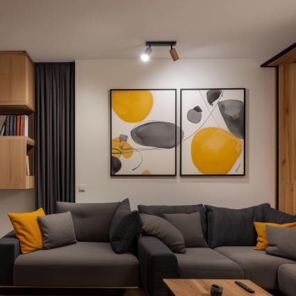 Brilagi - Φωτιστικό σποτ SELE 2xGU10/30W/230V μαύρο/δρύινο ντεκόρ