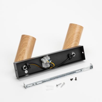 Brilagi - Φωτιστικό σποτ SELE 2xGU10/30W/230V μαύρο/δρύινο ντεκόρ