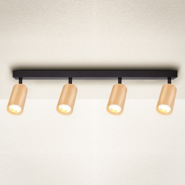 Brilagi - Φωτιστικό σποτ SELE 4xGU10/30W/230V μαύρο/δρύινο ντεκόρ