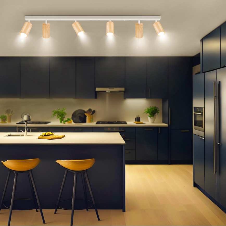 Brilagi - Φωτιστικό σποτ SELE 6xGU10/30W/230V λευκό/δρύινο ντεκόρ