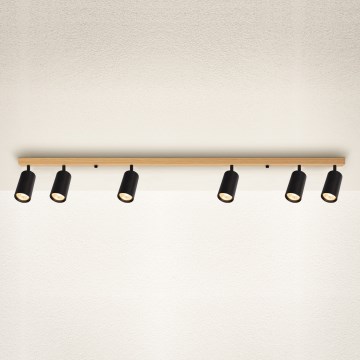 Brilagi - Φωτιστικό σποτ SELE 6xGU10/30W/230V μαύρο/φινίρισμα δρυός