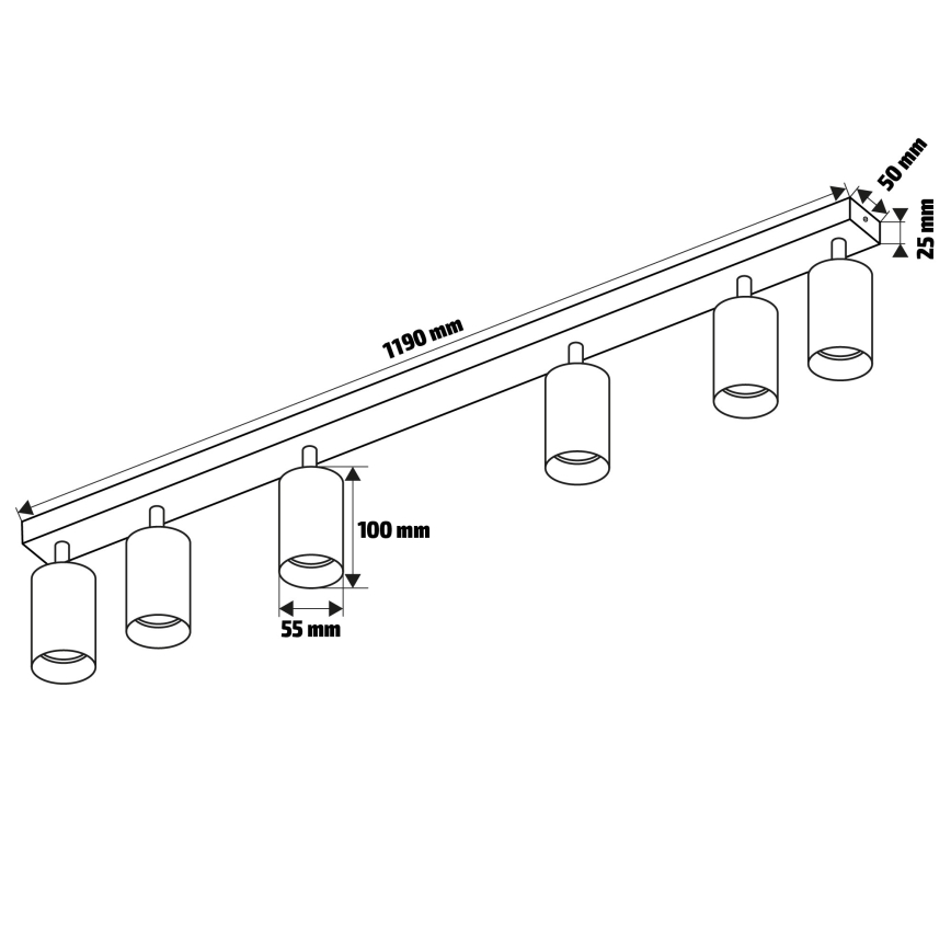 Brilagi - Φωτιστικό σποτ SELE 6xGU10/30W/230V μαύρο/δρύινο ντεκόρ