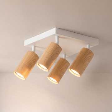 Brilagi - Φωτιστικό σποτ SELE SQUARE 4xGU10/30W/230V λευκό/απομίμηση δρυός