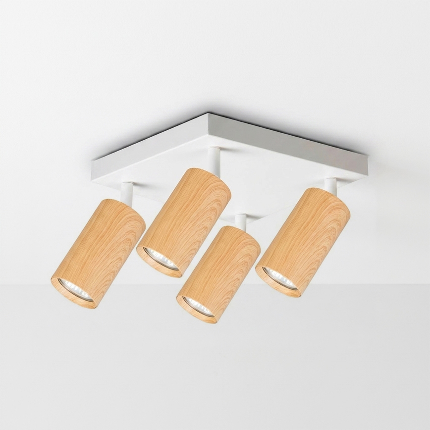Brilagi - Φωτιστικό σποτ SELE SQUARE 4xGU10/30W/230V λευκό/απομίμηση δρυός
