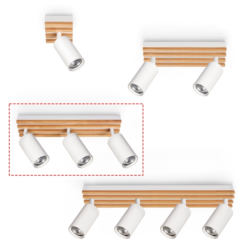 Brilagi - Φωτιστικό σποτ SELE WOOD 3xGU10/30W/230V λευκό/ξύλο