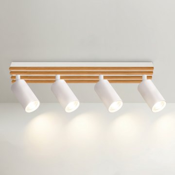 Brilagi - Φωτιστικό σποτ SELE WOOD 4xGU10/30W/230V λευκό/ξύλο