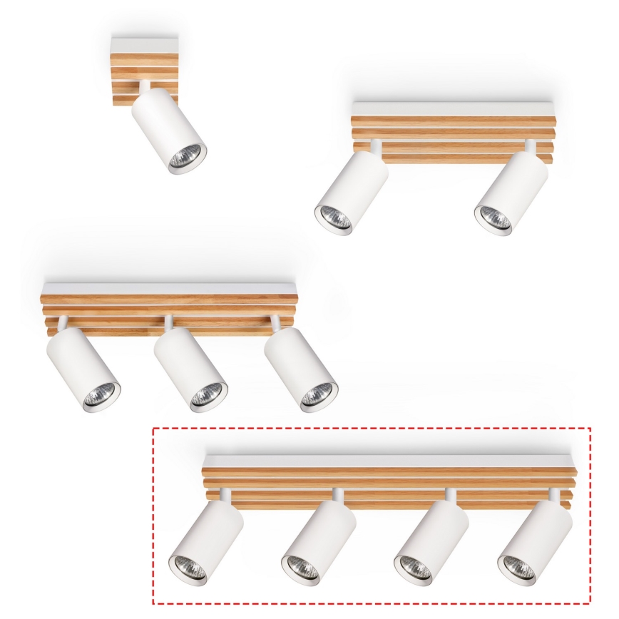 Brilagi - Φωτιστικό σποτ SELE WOOD 4xGU10/30W/230V λευκό/ξύλο