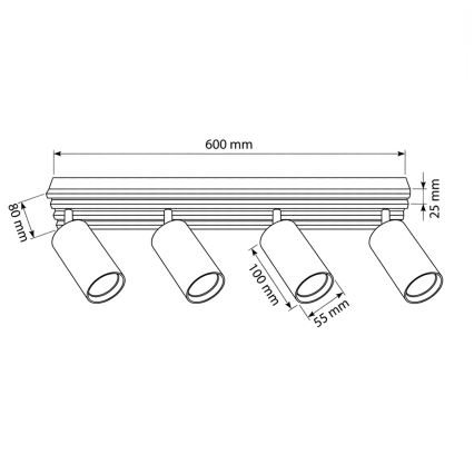 Brilagi - Φωτιστικό σποτ SELE WOOD 4xGU10/30W/230V λευκό/ξύλο