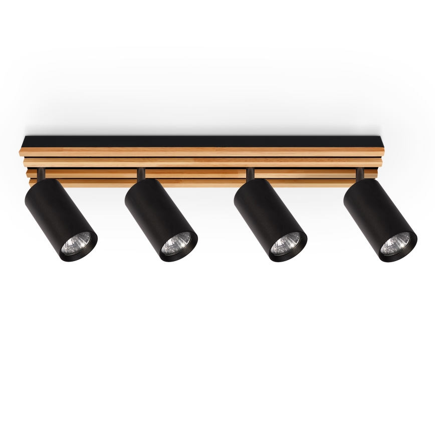 Brilagi - Φωτιστικό σποτ SELE WOOD 4xGU10/30W/230V μαύρο/ξύλο