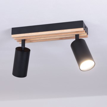 Brilagi - Φωτιστικό σποτ SELE WOOD ACOUSTIC 2xGU10/30W/230V μαύρο/ξύλο