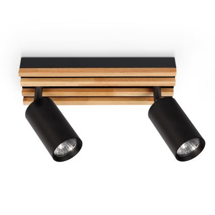 Brilagi - Φωτιστικό σποτ SELE WOOD ACOUSTIC 2xGU10/30W/230V μαύρο/ξύλο