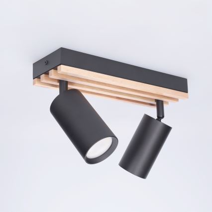 Brilagi - Φωτιστικό σποτ SELE WOOD ACOUSTIC 2xGU10/30W/230V μαύρο/ξύλο
