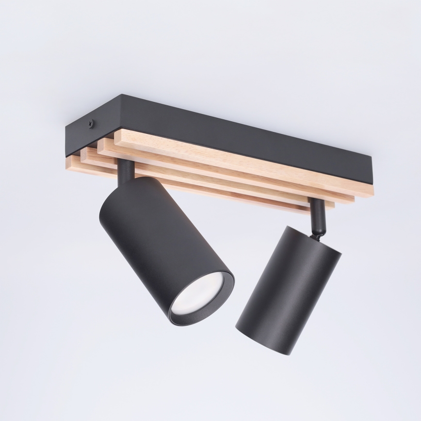 Brilagi - Φωτιστικό σποτ SELE WOOD ACOUSTIC 2xGU10/30W/230V μαύρο/ξύλο