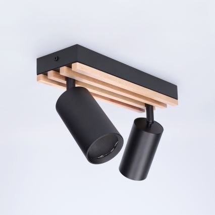 Brilagi - Φωτιστικό σποτ SELE WOOD ACOUSTIC 2xGU10/30W/230V μαύρο/ξύλο