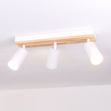 Brilagi - Φωτιστικό σποτ SELE WOOD ACOUSTIC 3xGU10/30W/230V λευκό/ξύλο