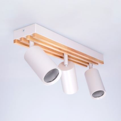 Brilagi - Φωτιστικό σποτ SELE WOOD ACOUSTIC 3xGU10/30W/230V λευκό/ξύλο