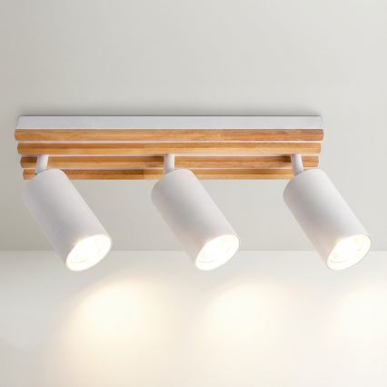 Brilagi - Φωτιστικό σποτ SELE WOOD ACOUSTIC 3xGU10/30W/230V λευκό/ξύλο