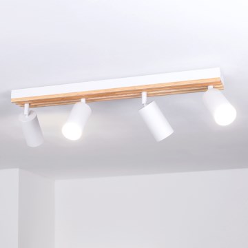 Brilagi - Φωτιστικό σποτ SELE WOOD ACOUSTIC 4xGU10/30W/230V λευκό/ξύλο