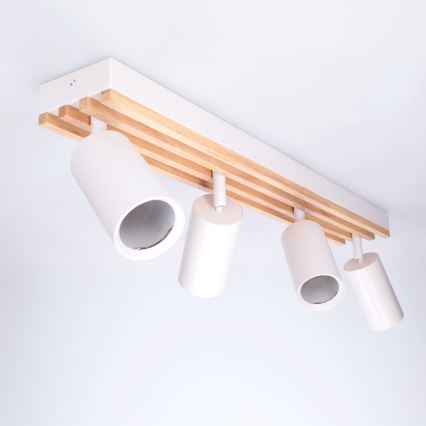 Brilagi - Φωτιστικό σποτ SELE WOOD ACOUSTIC 4xGU10/30W/230V λευκό/ξύλο