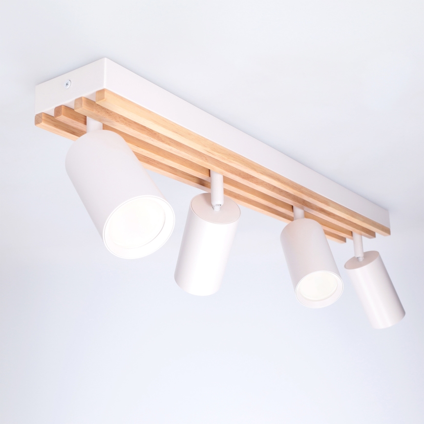 Brilagi - Φωτιστικό σποτ SELE WOOD ACOUSTIC 4xGU10/30W/230V λευκό/ξύλο