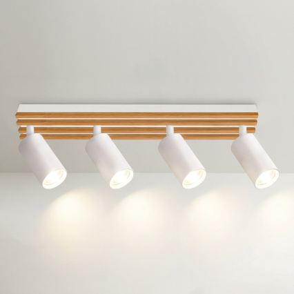 Brilagi - Φωτιστικό σποτ SELE WOOD ACOUSTIC 4xGU10/30W/230V λευκό/ξύλο